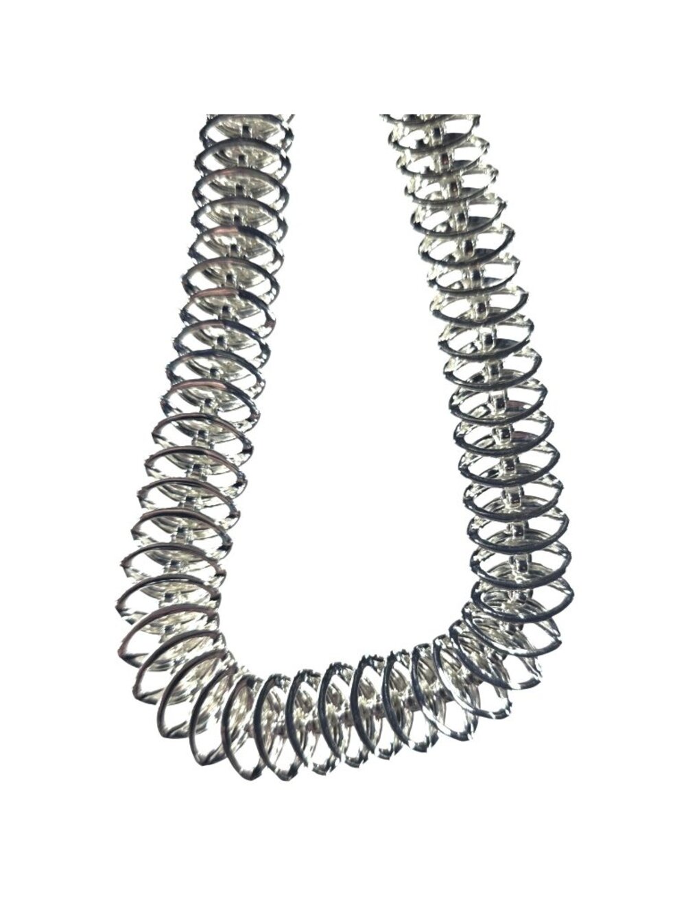 Napier Silver-Tone Spiral Link Necklace 18" Vintage Jewelry Women Statement